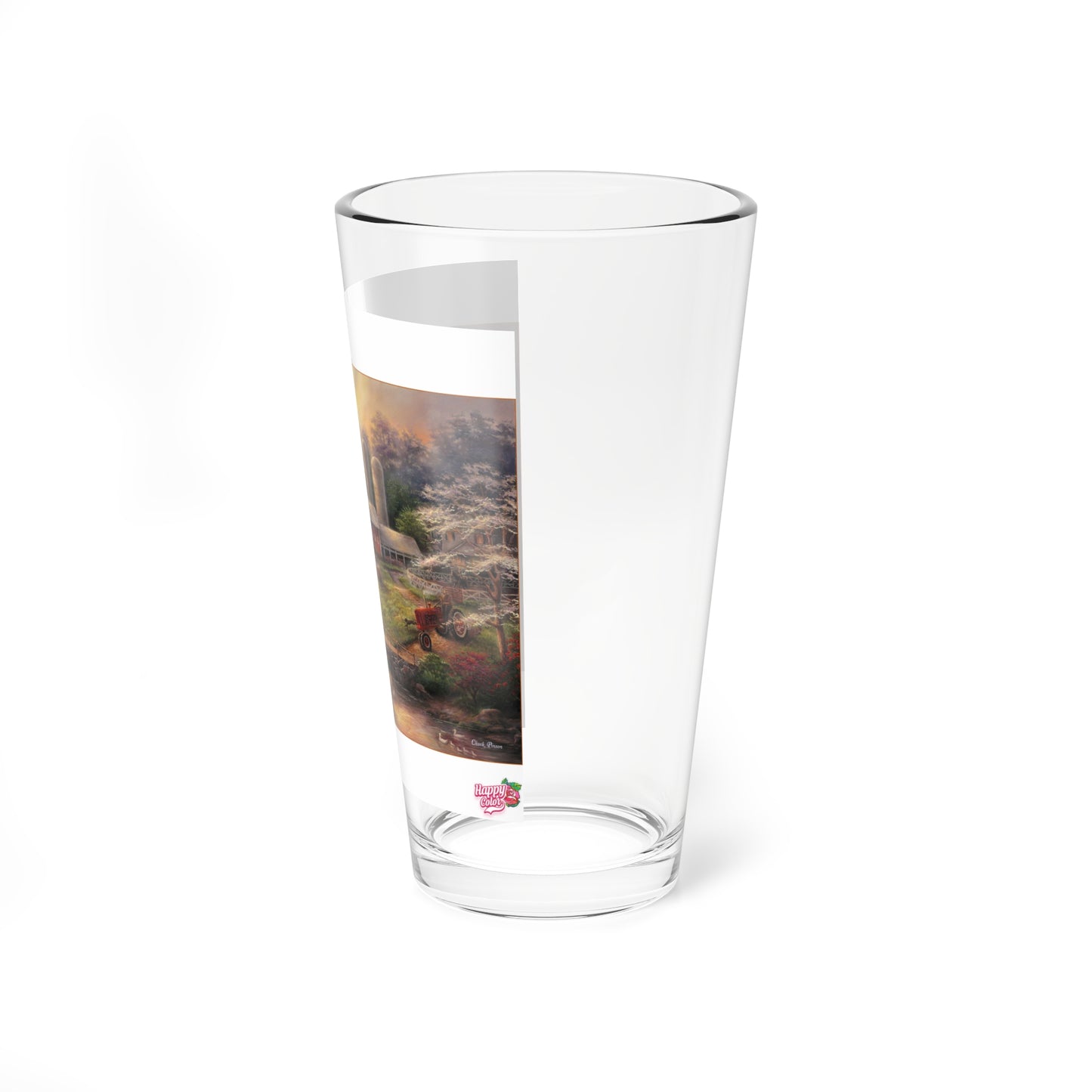 16oz Farmhouse Mixing Glass – Rustic Barn Landscape Pint Glass