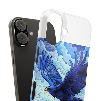 Eagle Flight Phone Case — Blue Sky Raven Art Snap Case