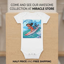 Baby Bodysuit — Cute Surfing Cartoon Baby & Puppy Organic Onesie Printify