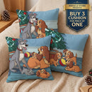 Disney Lady and Tramp Family Christmas Square Pillow Printify