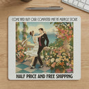 Romantic Garden Dance PU Leather Mouse Mat — Vintage Couple Floral Desk Mousepad Printify
