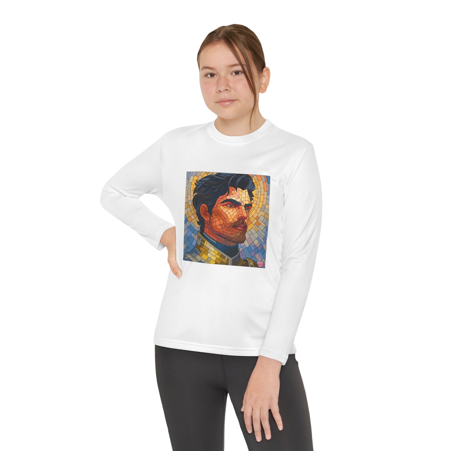 Youth Long Sleeve Tee — Mosaic Portrait Design