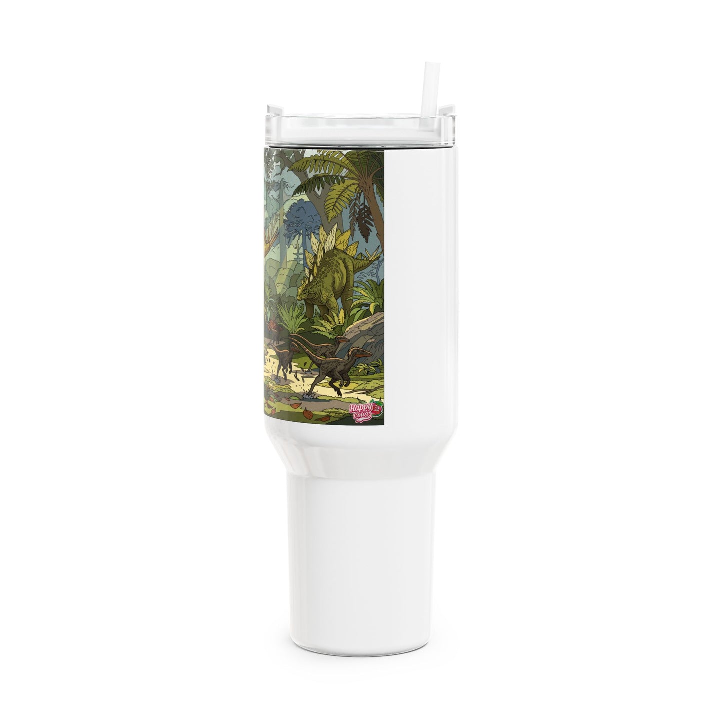 40oz Dinosaur Tumbler — Stegosaurus Jungle Travel Mug