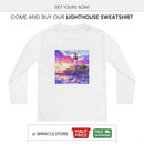 Youth Long Sleeve Tee — Colorful Lighthouse Sunset Graphic Printify