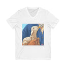 Lamb Bottle-Feeding V-Neck Tee — Cute Farm Animal Lover Shirt Printify