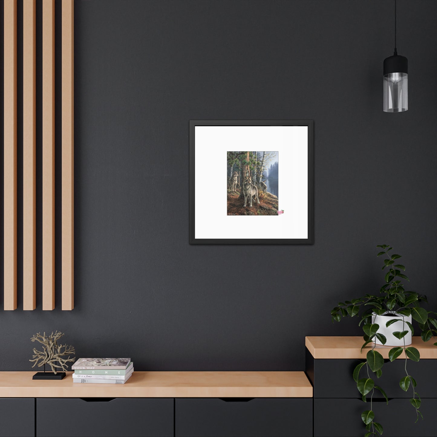 Wolf Pack Framed Poster — Woodland Nature Print for Home Decor