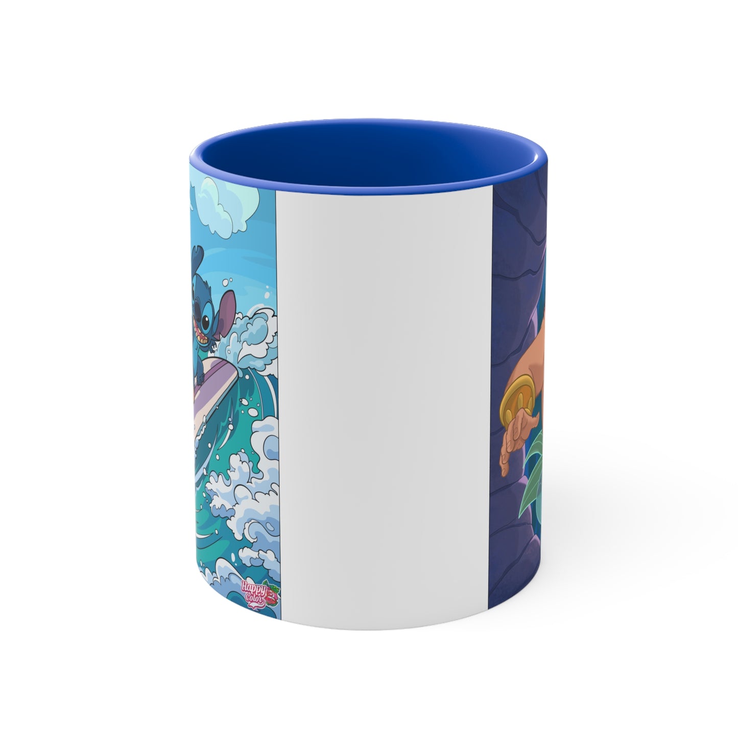 Lilo & Stitch Surfing Accent Mug — Cute Hawaiian Cartoon Coffee Cup (11oz)
