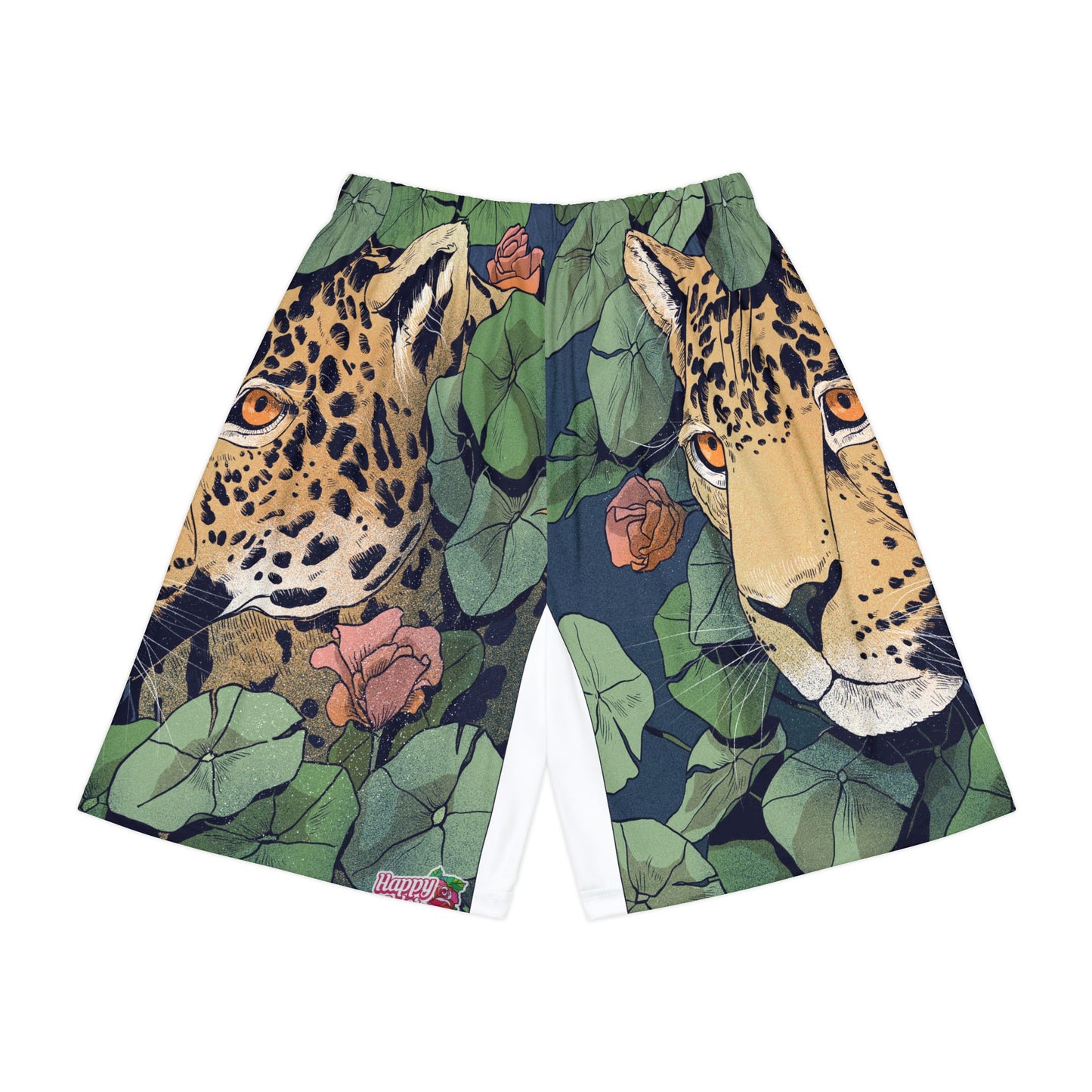 Leopard Jungle Sports Shorts — Men’s All-Over Print Athletic Shorts