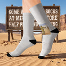 Vintage Western Cowboy Sublimation Socks — Novelty Graphic Crew Socks Printify