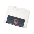Crewneck Sweatshirt — Space Warrior Holding Baby Alien Graphic Printify