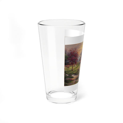 16oz Farmhouse Mixing Glass – Rustic Barn Landscape Pint Glass