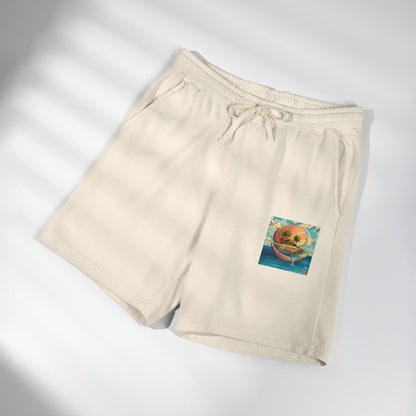 Sunset Smiley Pocket Sweatshorts — Lightweight Garment-Dyed Fleece