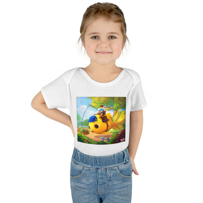 Infant Bodysuit — Cute Fisherman on Yellow Fish Baby Onesie