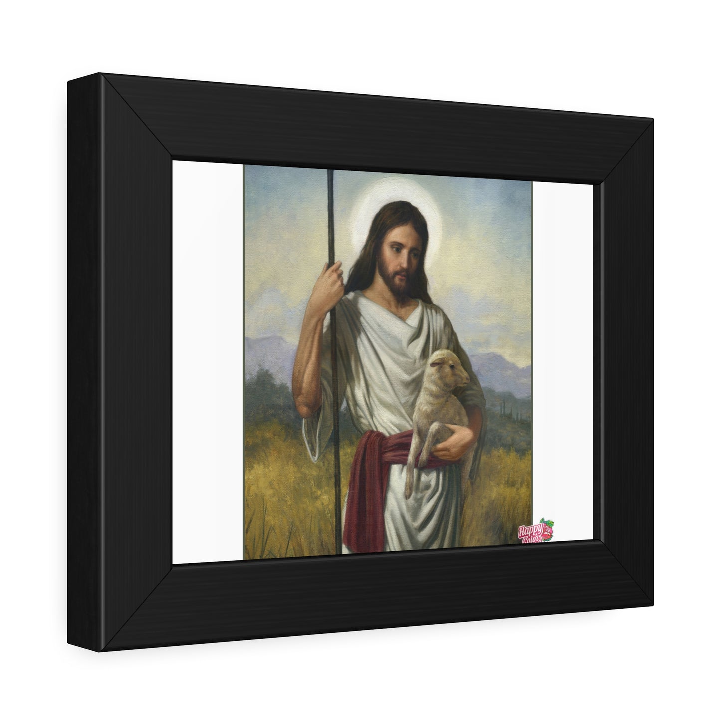 Framed Jesus the Good Shepherd Poster - Religious Wall Art for Home, Church, Easter Gifts