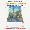 Canal Cityscape T-Shirt Dress — Impressionist Amsterdam Canal Print Printify