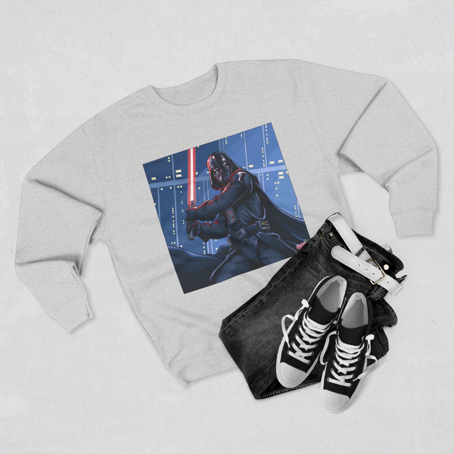 Darth Vader Lightsaber Crewneck Sweatshirt — Galactic Sith Graphic Pullover