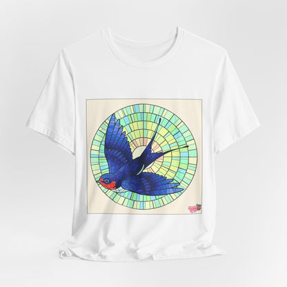 Artistic Bird T‑Shirt — Colorful Swallow & Dove Graphic Tee