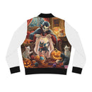 Halloween Vampire Cat Knitting Women's Bomber Jacket Printify