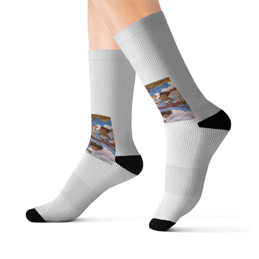Sublimation Socks — Renaissance Ceiling Art Crew Socks (Custom Printed)