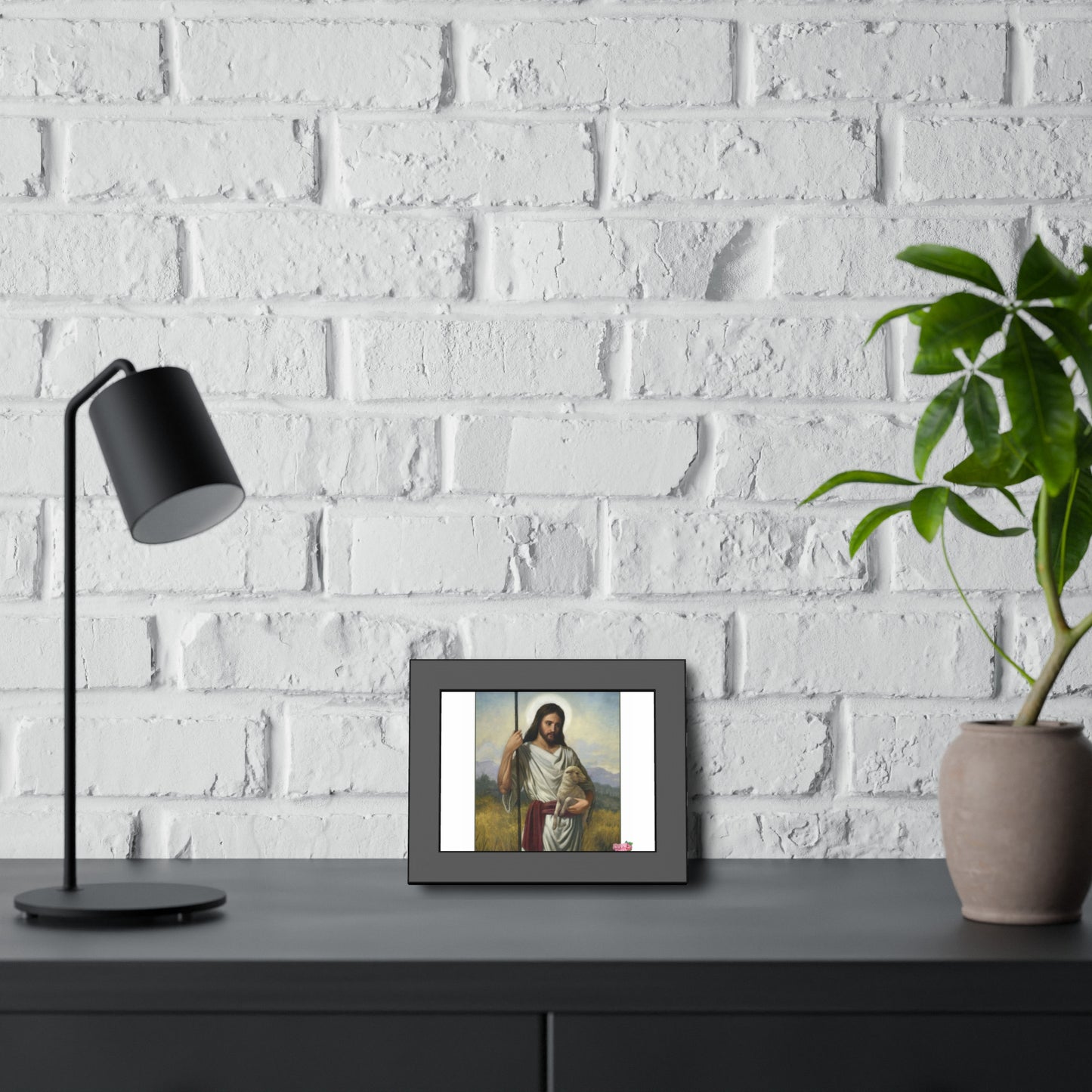 Framed Jesus the Good Shepherd Poster - Religious Wall Art for Home, Church, Easter Gifts