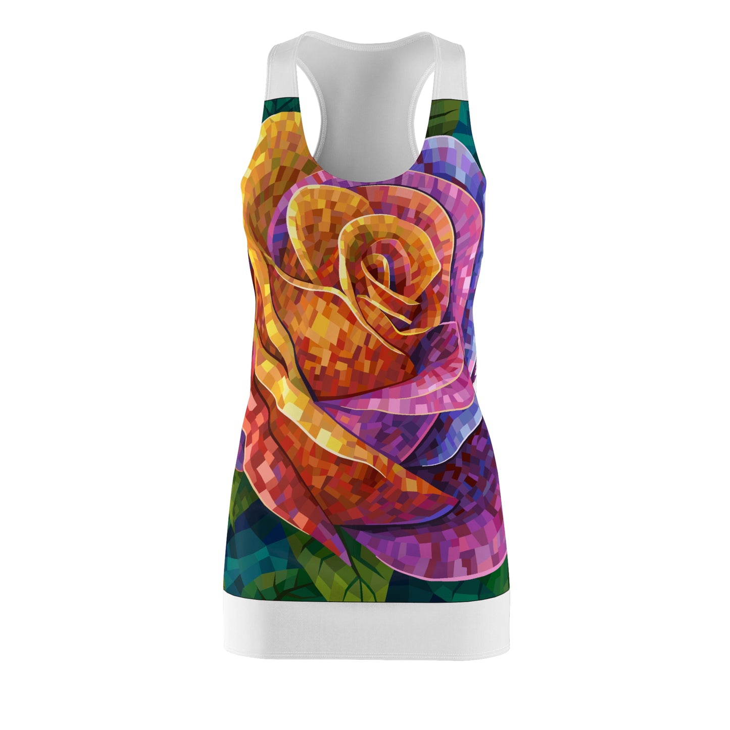 Racerback Dress — Vibrant Mosaic Rose Floral Print