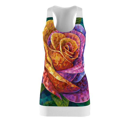 Racerback Dress — Vibrant Mosaic Rose Floral Print
