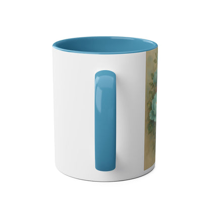 Horse & Hummingbird Floral Mug — 11oz Two-Tone Coffee Cup