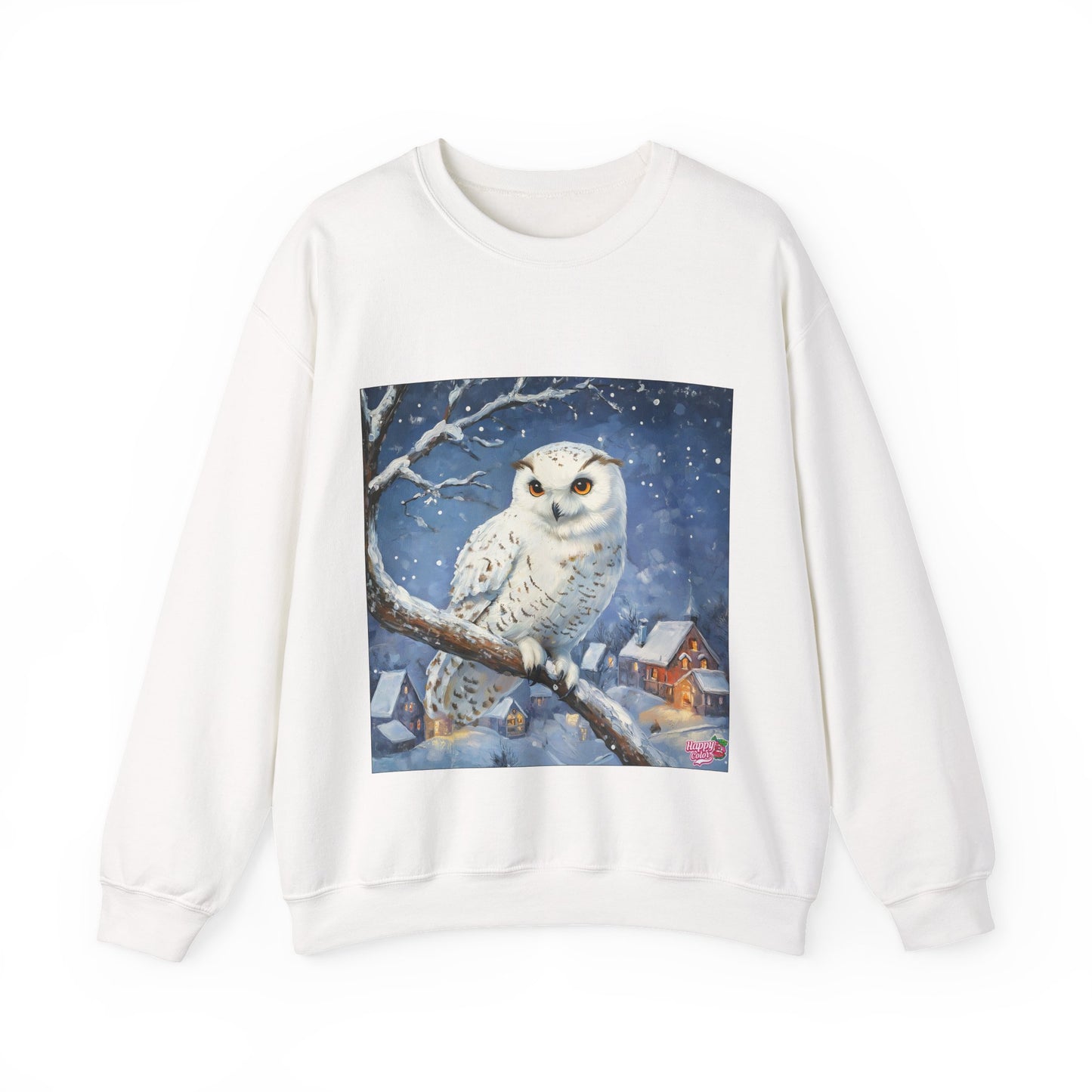Snowy Owl Crewneck Sweatshirt — Winter Night Wildlife Graphic