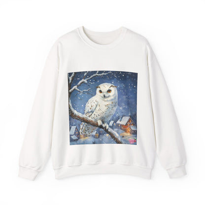 Snowy Owl Crewneck Sweatshirt — Winter Night Wildlife Graphic