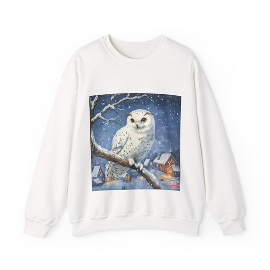 Snowy Owl Crewneck Sweatshirt — Winter Night Wildlife Graphic
