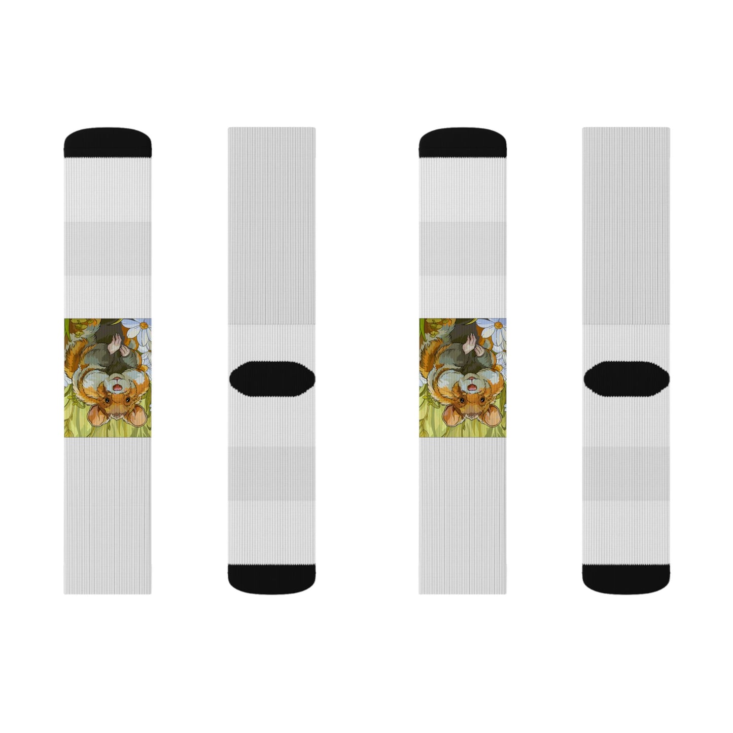 Autumn Harvest Sublimation Socks — Pumpkin & Leaves Crew Socks
