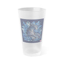 Frosted 16oz Pint Glass — Blue Floral Leopard Design Printify