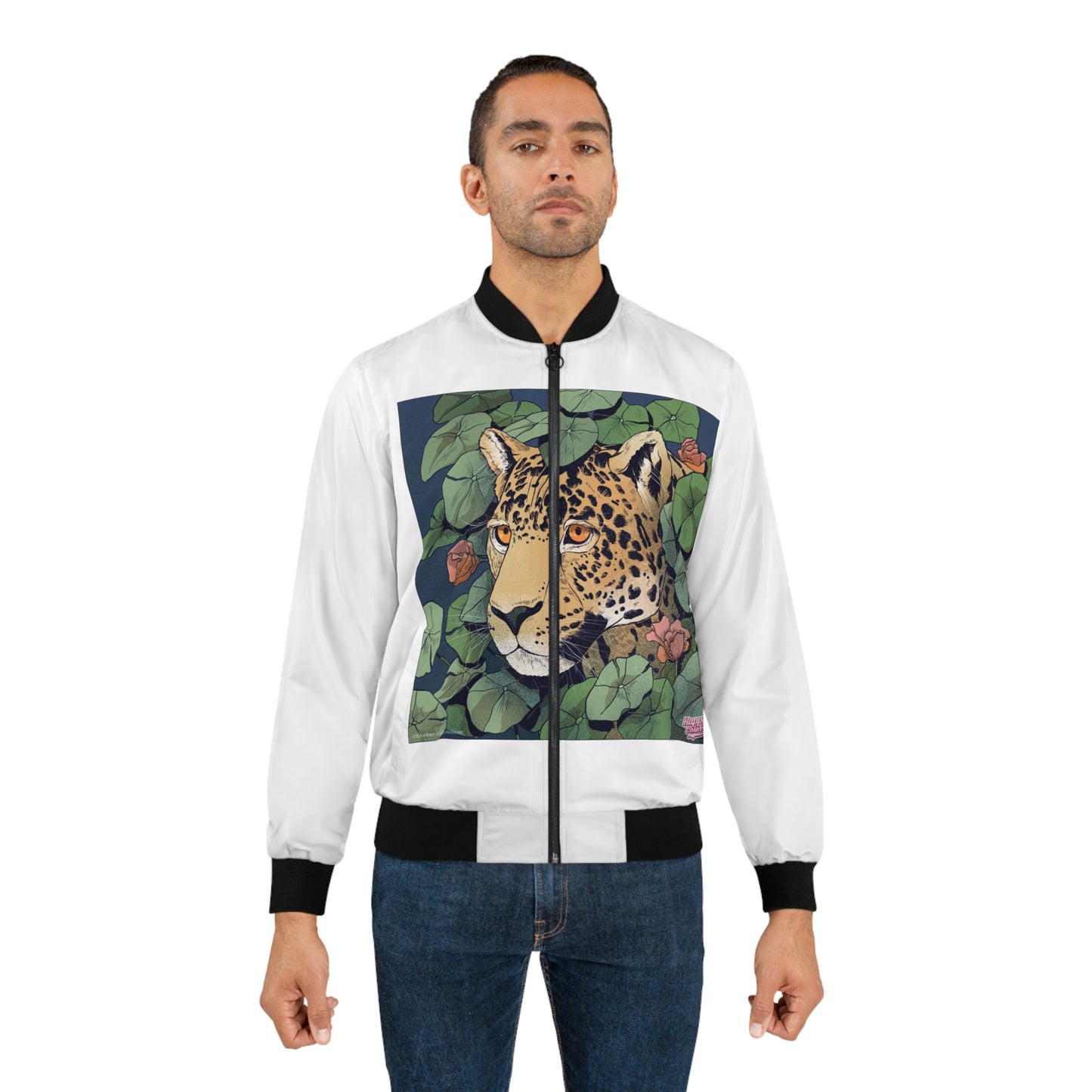 Men's Bomber Jacket — Jungle Leopard & Surreal Elephant Art AOP