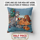 Disney Lady and Tramp Family Christmas Square Pillow Printify