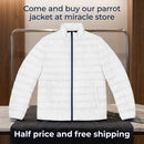 Parrot Art Puffer Jacket — Colorful Blue & Gold Macaw Print Printify