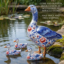 Decorative Duck Pillow Cover — Blue Delft Goose Garden Accent Printify