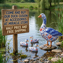 Decorative Duck Pillow Cover — Blue Delft Goose Garden Accent Printify