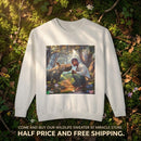 Dog Lover Crewneck Sweatshirt — Man and Dog Forest Art Print Printify
