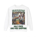 Dog Lover Crewneck Sweatshirt — Man and Dog Forest Art Print Printify