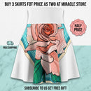 Rose Garden Skater Skirt — Floral Pink Rose AOP Skirt Printify