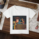 Cowboy Toy Scene Toddler T‑Shirt — Nostalgic Animated Characters Print Printify