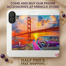 Golden Gate Sunset Convertible Phone Flip Case — Retro Convertible Car Art Printify