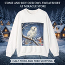 Snowy Owl Crewneck Sweatshirt — Winter Night Wildlife Graphic Printify