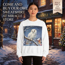 Snowy Owl Crewneck Sweatshirt — Winter Night Wildlife Graphic Printify