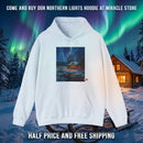 Northern Lights Cabin Hoodie – Cozy Winter Night Aurora Sweatshirt Printify