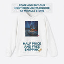 Northern Lights Cabin Hoodie – Cozy Winter Night Aurora Sweatshirt Printify