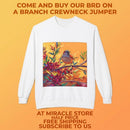 Bird on Branch Crewneck Sweatshirt — Colorful Songbird Art Pullover Printify