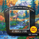 Scenic Mountain Moose Bumper Sticker Printify