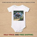Woodland Adventure Baby Onesie — Baby Riding Bear Forest Illustration Printify