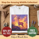 Sunset Gazelle T-Shirt — Majestic Deer Illustration Tee Printify